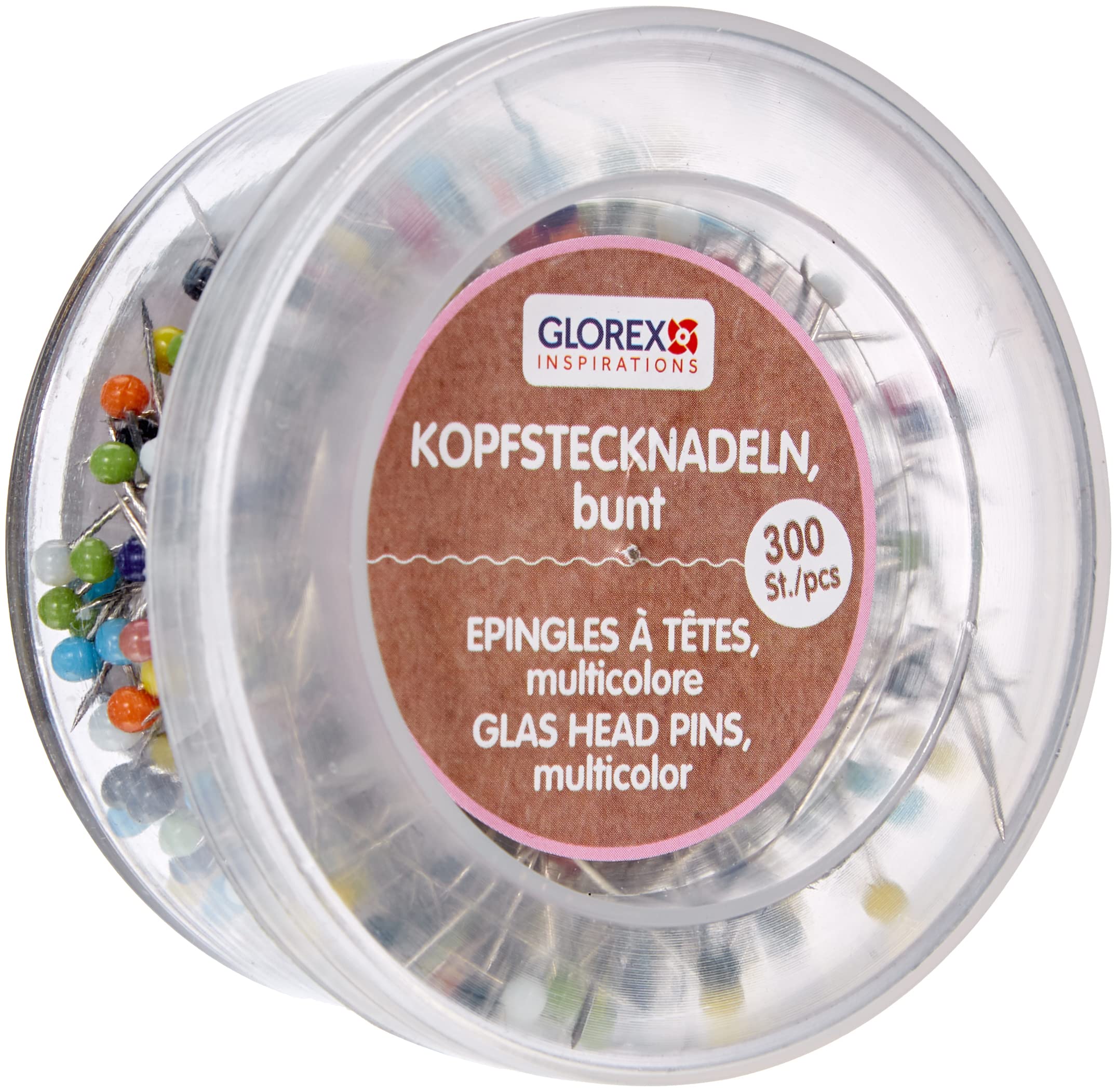 Glorex 5 2002 23 Bead Head Pins Colourful Box of 300 30mm x 0.65mm Ideal for Sewing Fabric Sewing Multi-Colour 30 x 0.65mm