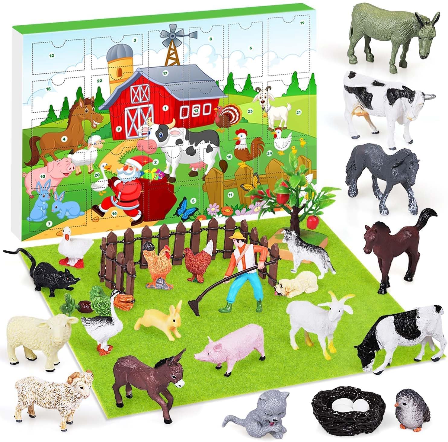 iZoeL Farm Advent Calendar 2025 Boys Girls Animals Advent Calendar Kids 3 4 5 6 7 8 9 10 Year Old - Farm Animals Toy 24 Christmas Countdown Calendar for Son Grandson Xmas Surprise Gift