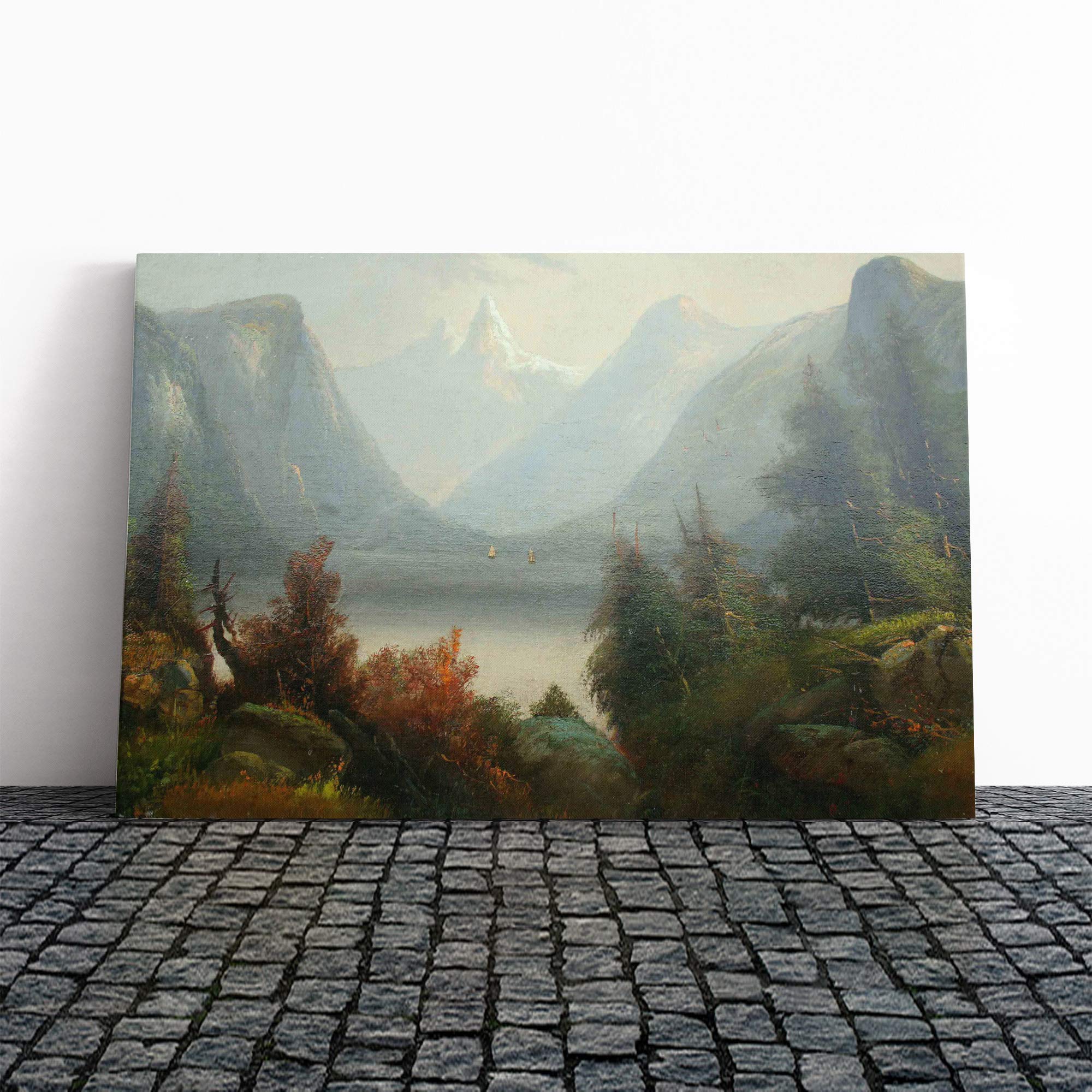 Jasper Francis Cropsey Hudson River Canvas Print | Gallery Wrapped 30mm Frame Wall Art | 20x14 inches | Ready to Hang | Modern Landscape Picture | Living Room Bedroom Lounge Office