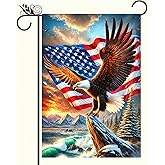 BlissYard Patriotic Eagle Garden Flag, 12x18 Inch, Double Sided Polyester, Majestic Eagle American Flag Outdoor Lawn Porch Yard Decor All Seasons Banner No Flagpole