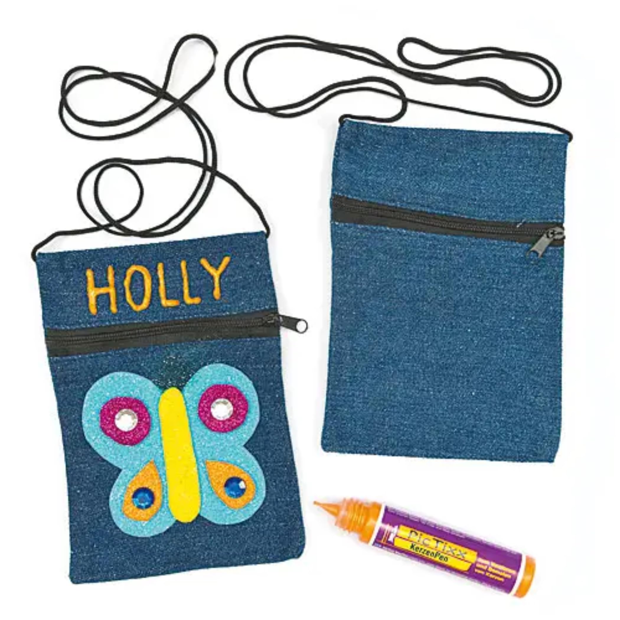 Baker Ross EC1286 Denim Shoulder Bags (Pack of 4), Blue