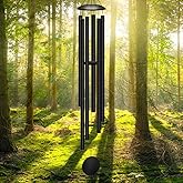 66" Extra Large Wind Chimes for Outside Deep Tone, 6 Thick and Bold Aluminum Tubes Tuned Relaxing Melody Wind Chime, Big Wind Chimes for Garden Patio Decor, Great Gift Idea for Mother's Day (Black)