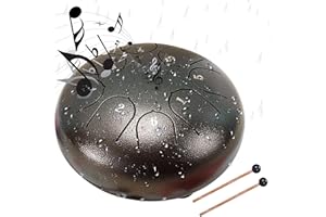 WOKIKLEE Rain Drum for Outside Garden,Chakra Drum for Rain Outdoor, Drum Rain Chime Waterproof,Rain Drum for Garden Instrument, Chakra Drum 6 Inches 8 Notes (Brown)