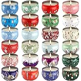 24Pack Christmas Scented Candle Tins Gift Set - Soy Wax Festive Candles 2.5oz- Long Lasting Burn time for Christmas Thanksgiving Gifts Holiday Decor & Gifting.