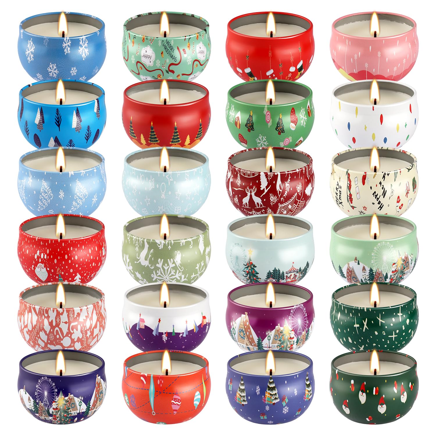 Photo 1 of 24 Pack Christmas Advent Scented Candles Gift - Aromatherapy Candle, 2.5oz Natural Soy Wax with Long Lasting Burn Time, Perfect for Christmas Countdown, Thanksgiving Gifts for Women & Home Decor