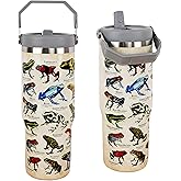 cahduenx 30 oz Frog Tumbler with Straw Handle, Vintage Frog Gifts for Women Men, Stainless Steel Insulated Water Bottle Coffee Cups for Home Office Travel
