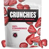 Crunchies Freeze-Dried Strawberries, 0.8 oz Bags, 6 Pack | Crispy real strawberries with no added sugar; resealable 0.8 oz bags for snacking, cereal, yogurt, smoothies and baking