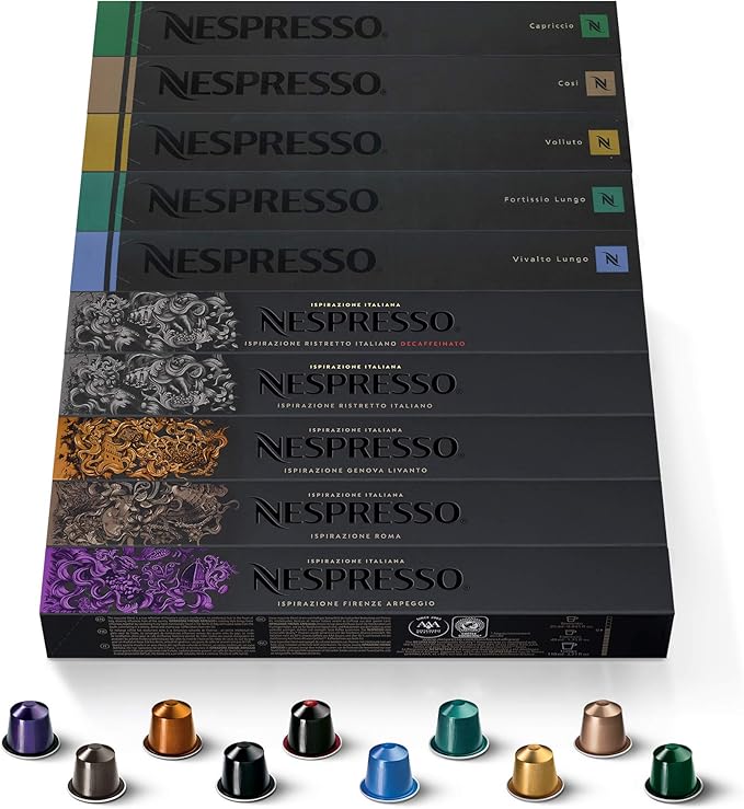 100 Nespresso OriginalLine Capsules Mixed Flavors "NOT