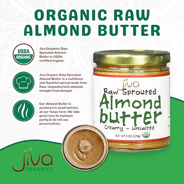 JIVA ORGANICS RAW SPROUTED ORGANIC ALMOND BUTTER 8-OUNCE JAR