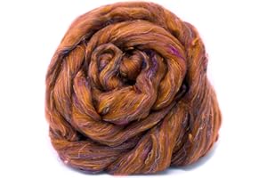 Living Dreams Yarn Merino & Sari Silk Fiber Blend for Spinning & Felting. Super Soft Combed Top. Taj Mahal