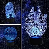 TopFlash 3D Star Wars Night Light for Star Wars Fans, 7 Color Changing Bedroom Decor with Remote & Smart Touch, 3D Hologram L