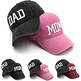 homeSlik Mom and Dad Hats New Mom Gifts Embroidered Hats for Men Women Adjustable Baseball Cap New Parents Gifts for Couples