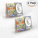 Kids invisible floating bookshelf on wall 16.5 inch,2 pack,clear acrylic toddlers ledge shelf display organizer storage book for children