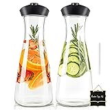Glass Carafe Pitcher - HIHUOS 34oz Water Carafe Set