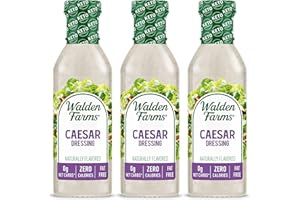 Walden Farms Caesar Dressing 12 oz. Bottle (3 Pack) - Creamy & Light Tangy Flavor, 0g Net Carbs Condiment, Kosher Certified - Natural Topping for Salads, Pasta, Burger, Marinade for Chicken and More