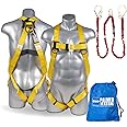 Palmer Safety Harness Kit w/Detachable 6' Double Leg Lanyard I Shock Absorbing OSHA/ANSI Construction & Scaffolding Use