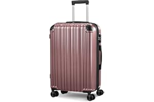 SunnyTour 24" Expandable Checked Luggage, Hard Shell Spinner Suitcase with Wheels for Business/Travel(Rose Gold)