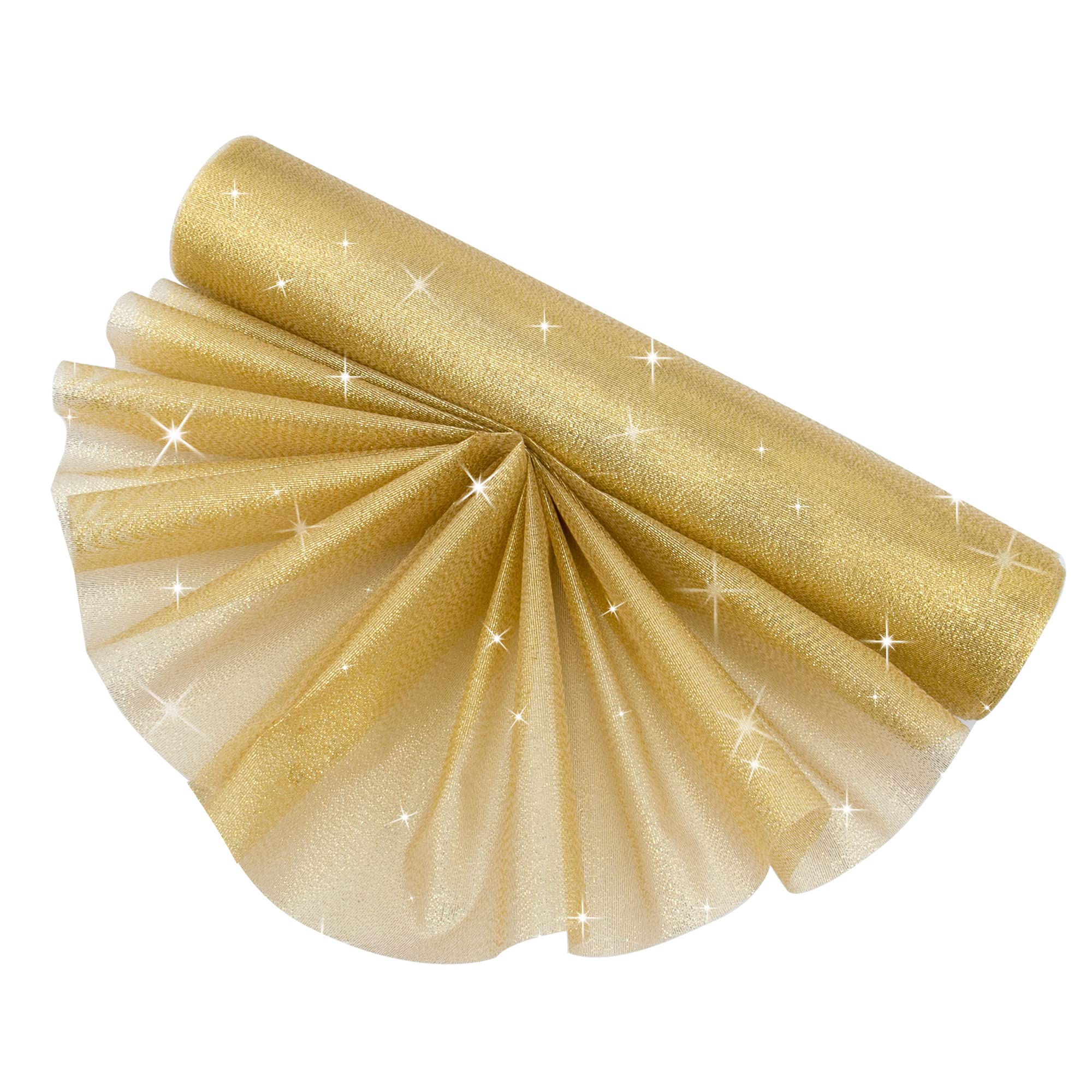Time to Sparkle 29cm*26m Sheer Organza Roll Sash Fabric Table Runner Sashes Chair Cover Bows Swags Wedding Party -Glitter Gold