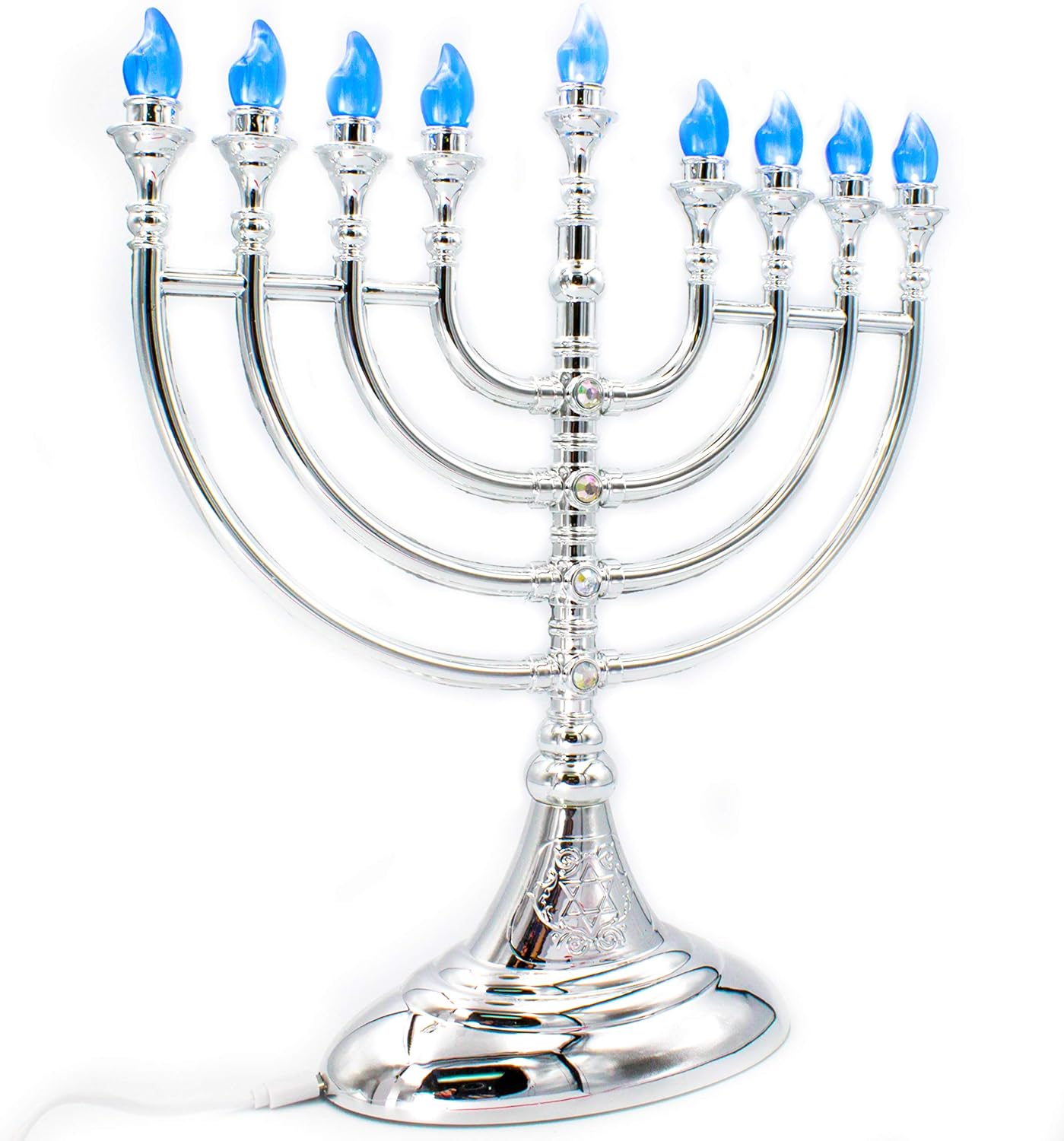 The Dreidel Company Traditional LED Electric Silver Hanukkah Menorah with Crystals (ElectroSilver Hanukkah Menorah with Crystals): Home & Kitchen