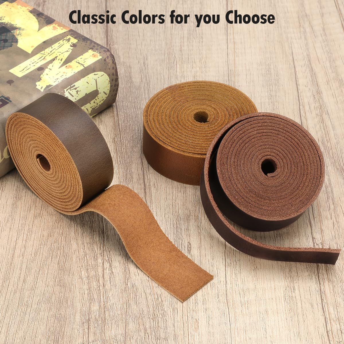 Jack&Chris 72.5 Inches Long Leather Straps for Crafts, 1 Inch Wide Leather Strips, Full Grain Leather for DIY Arts & Craft Projects, Fabric, Clothing, Dark Brown