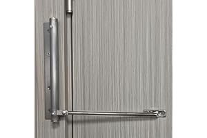 BELLAIRIS Automatic Door Closer for Lightweight Doors < 100 lbs | 150° Angle Spring Self Closing Hinges | Adjustable Catch Speed | Stainless Steel Soft Close Auto Top Latches | with Arm, Screw, Wrench | Silver