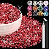 8000PCS 3mm Resin Rhinestones Bulk for Crafting (Red), Flatback Bedazzling Crystals for Crafts DIY Nail Decoration, Gems Charms for Tumbler Shoes Clothing Fabric with Pickup Pen and Tweezers