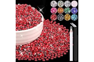 BELLEBOOST 8000PCS 3mm Resin Rhinestones Bulk for Crafting (Red), Flatback Bedazzling Crystals for Crafts DIY Nail Decoration, Gems Charms for Tumbler Shoes Clothing Fabric with Pickup Pen and Tweezers