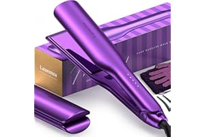 Laurenza 2-in-1 Hair Straightener & Curler, 2 Inch Plate, 8.5" Extra-Large Ceramic Iron with 20M Anions (Purple)