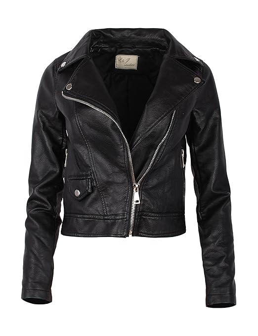 Fraternel Damen Jacke Bikerjacke Kunstlederjacke
