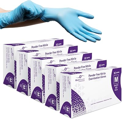 Farla Medical MediHands Nitrile Gloves Medium Blue Heavy Duty Powder Free Latex