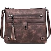 FADEON Large Crossbody Purses for Women Crossbody Bag, Designer Leather Cross Body Purses Multi Pocket Shoulder Bag