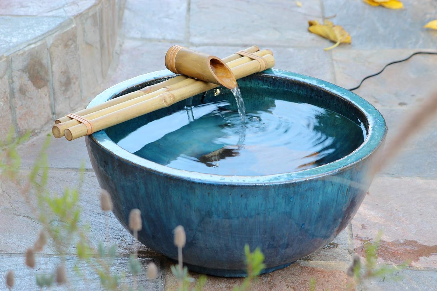 Bamboo Accents Water Fountain & Pump Kit – 18 inch, 3 Arm Style Split-Resistant All Natural Bamboo – DIY Indoor/Outdoor Zen Garden - Fits 15-30 inch Bowl (not Included) : Outdoor Fountain Accessories : Garden & Outdoor