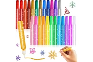 gisgfim 24 Pack Glitter Glue Pens 24 Color Washable Glitter Glue Stick Set 0.35 Oz Rainbow Gel Pens for Arts Crafts DIY Projects Slime Supplies Scrapbooking Cards Decorating Supplies