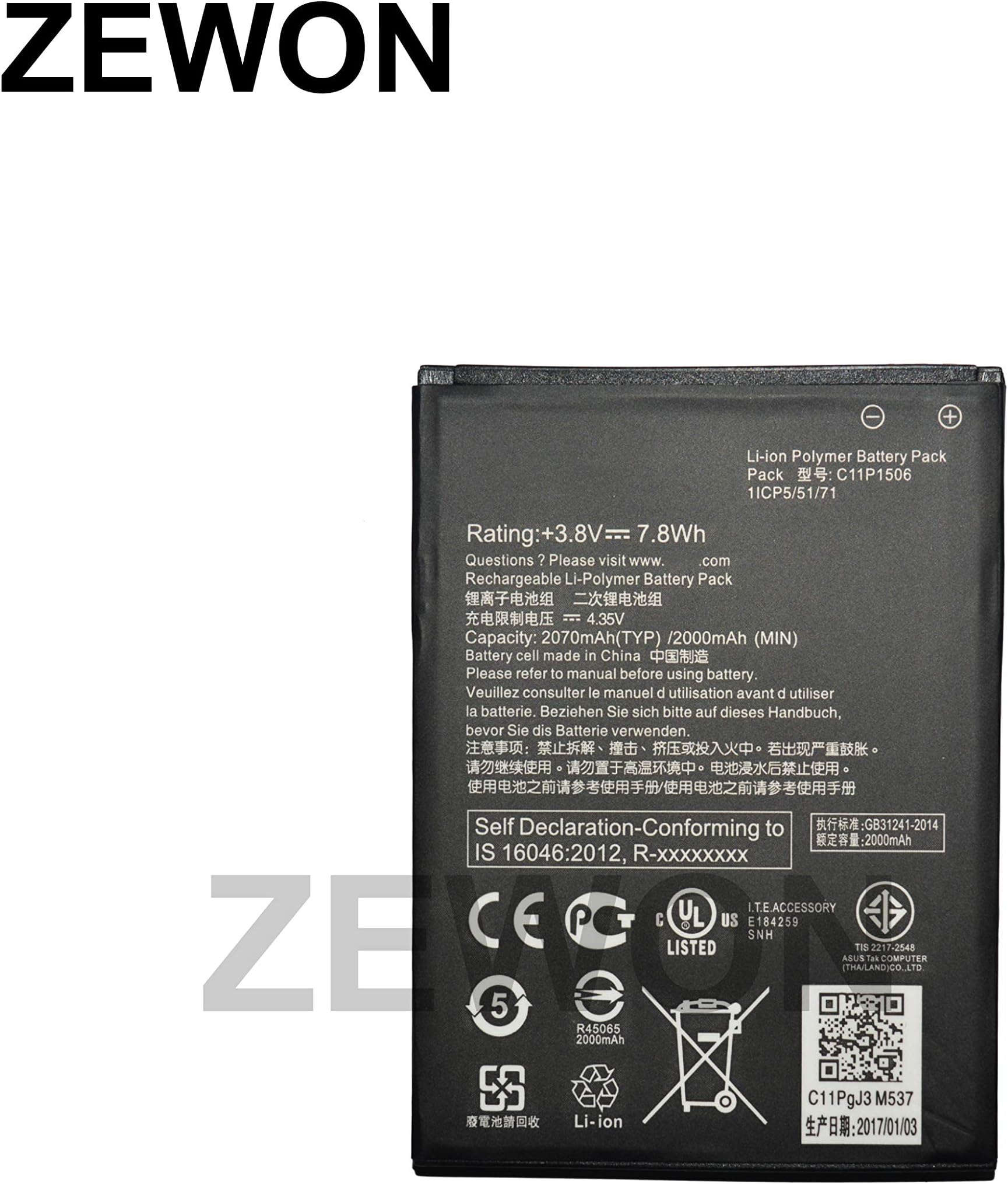 ZEWON OriginaI for Asus Zenfone GO 5.0 G500TG ZC500TG Z00VD Battery.
