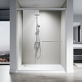 SL4U Sliding Shower Door, 60" W x 76" H, 1/4" Tempered Glass Shower Door, Sliding Shower Glass Door, Easy to Clean, Brushed N