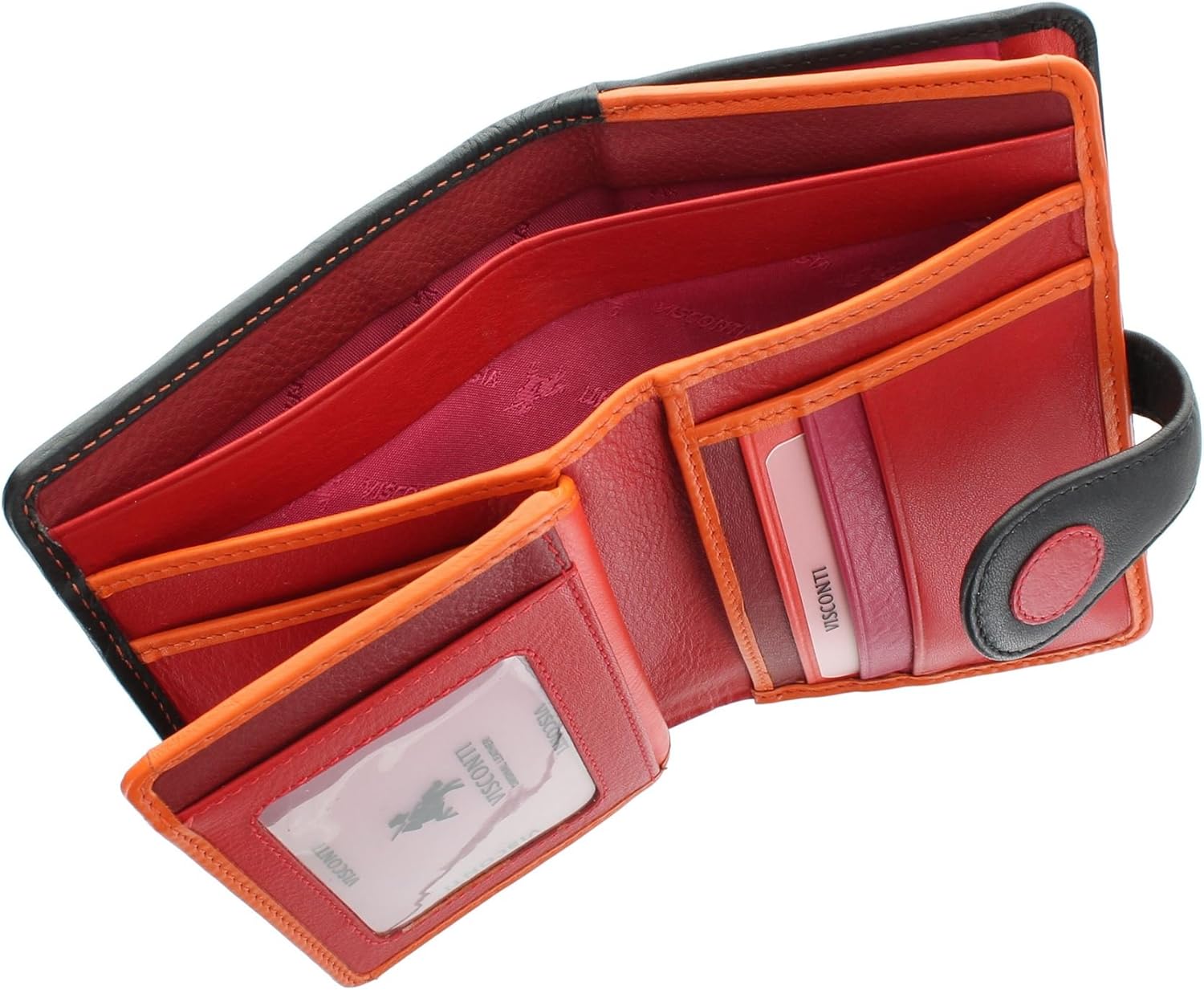 VISCONTI Polka Collection Saturn Ladies Leather Purse with Tab Closure RFID Blocking P1 Very Berry - Image 5