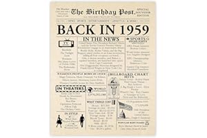 STUFF4 65th Birthday Poster Unframed - Back In 1959 Newspaper - Happy 65th Birthday Gifts for Men Women Vintage Retro Born In 1959, 8x10 Inch Sixty-Five Sixty-Fifth Bday Party Decor Decoration