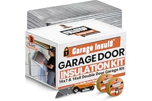 BEEST FULLSTOP Garage Door Insulation Kit - 16 Pre-Cut 24x48 Foam-Core Panels w/ Tape, Cutter, Squeegee - Easy DIY 16x7 & 16x8 ft Double Garage Door Insulation Panels - for Instant Temperature Relief