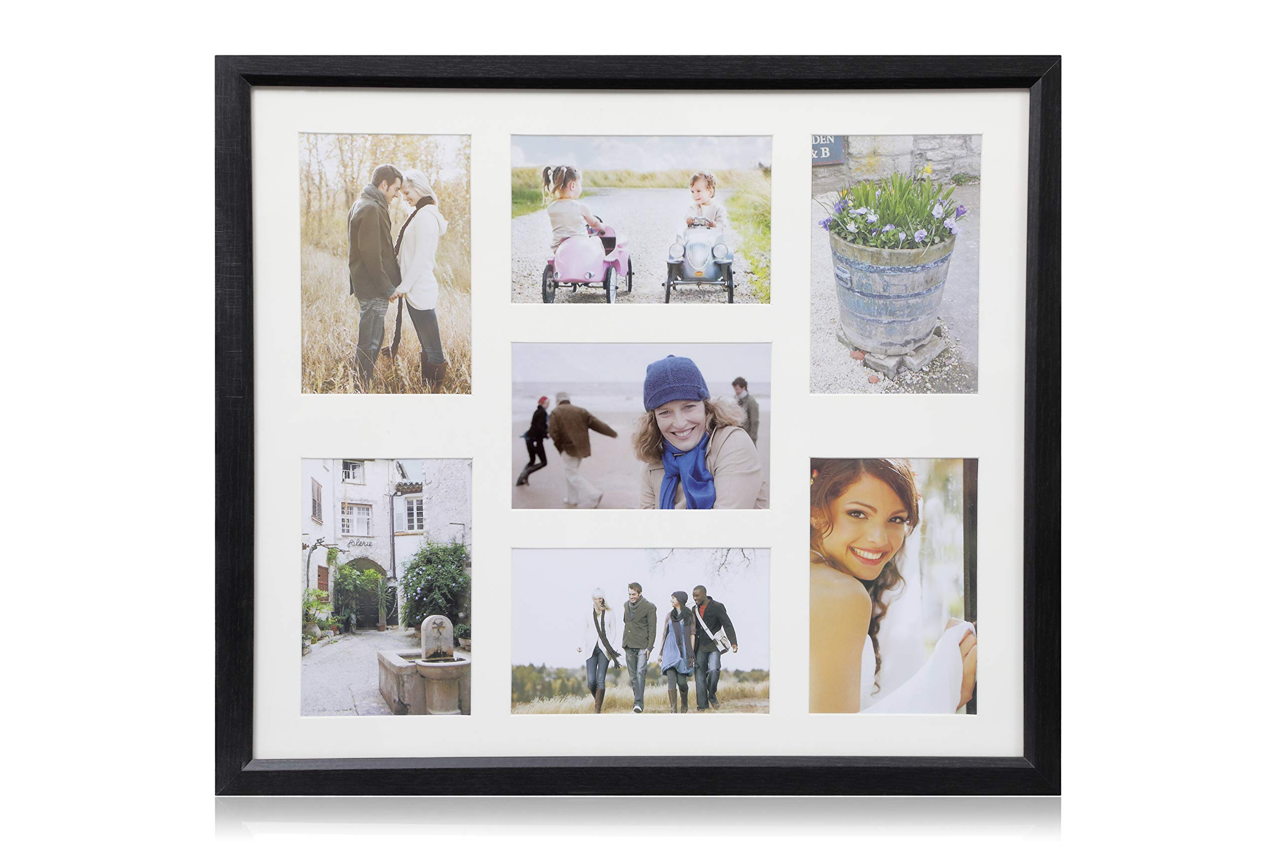 ARPAN 6"x4" Multi Aperture MDF Photo Picture Frame - Holds 7 Photos 6"x4"
