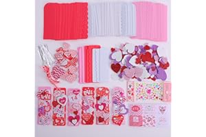 TINYFUTURE Craft Kit, DIY Bookmarks Valentine Art Deco Decorations, 36 Sets Self Adhesive Heart Stickers for Kids Party Favors Fun Classroom Home Activities