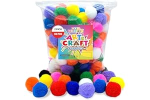 WAU CRAFTS 50pcs 2 inch - WAU Craft Pom Pom Balls Multicolored Large Pompoms for Crafts Art DIY Project in Reusable Zipper Bag