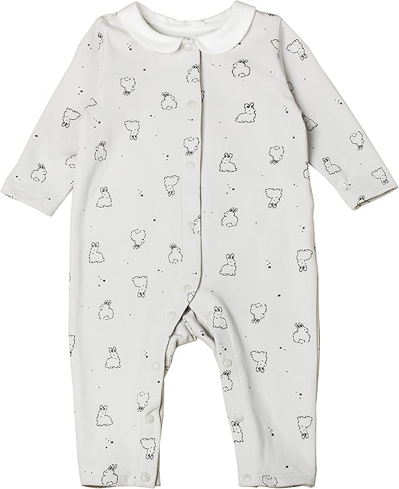 Amazon Co Jp Cotton Fairy ベビー服 うさぎ柄 襟付き ロンパース 女の子 綿100 長袖 カバーオール 新生児服 59cm 0 3ヶ月 グレー 服 ファッション小物