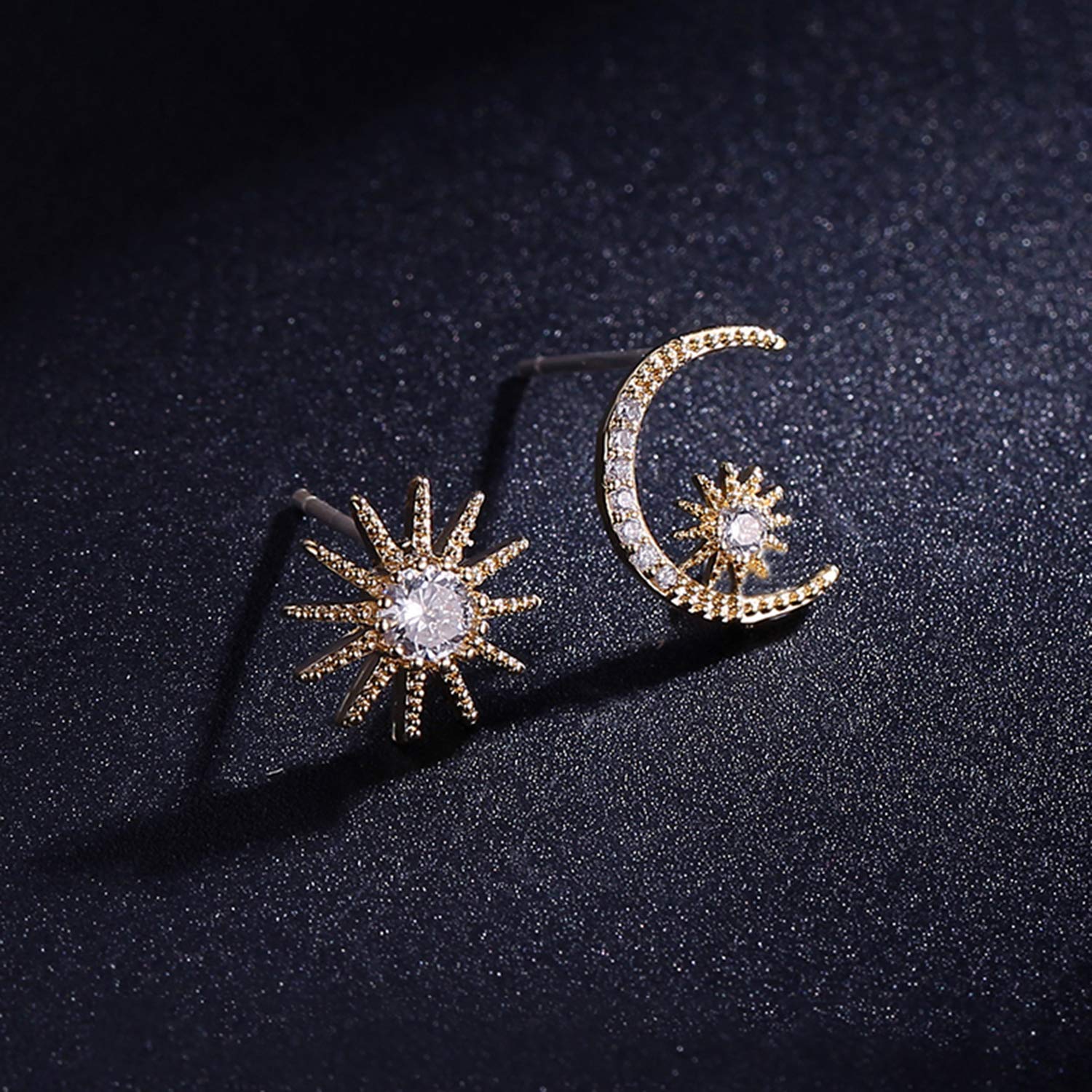 JORA Gold Star Moon Stud Earrings