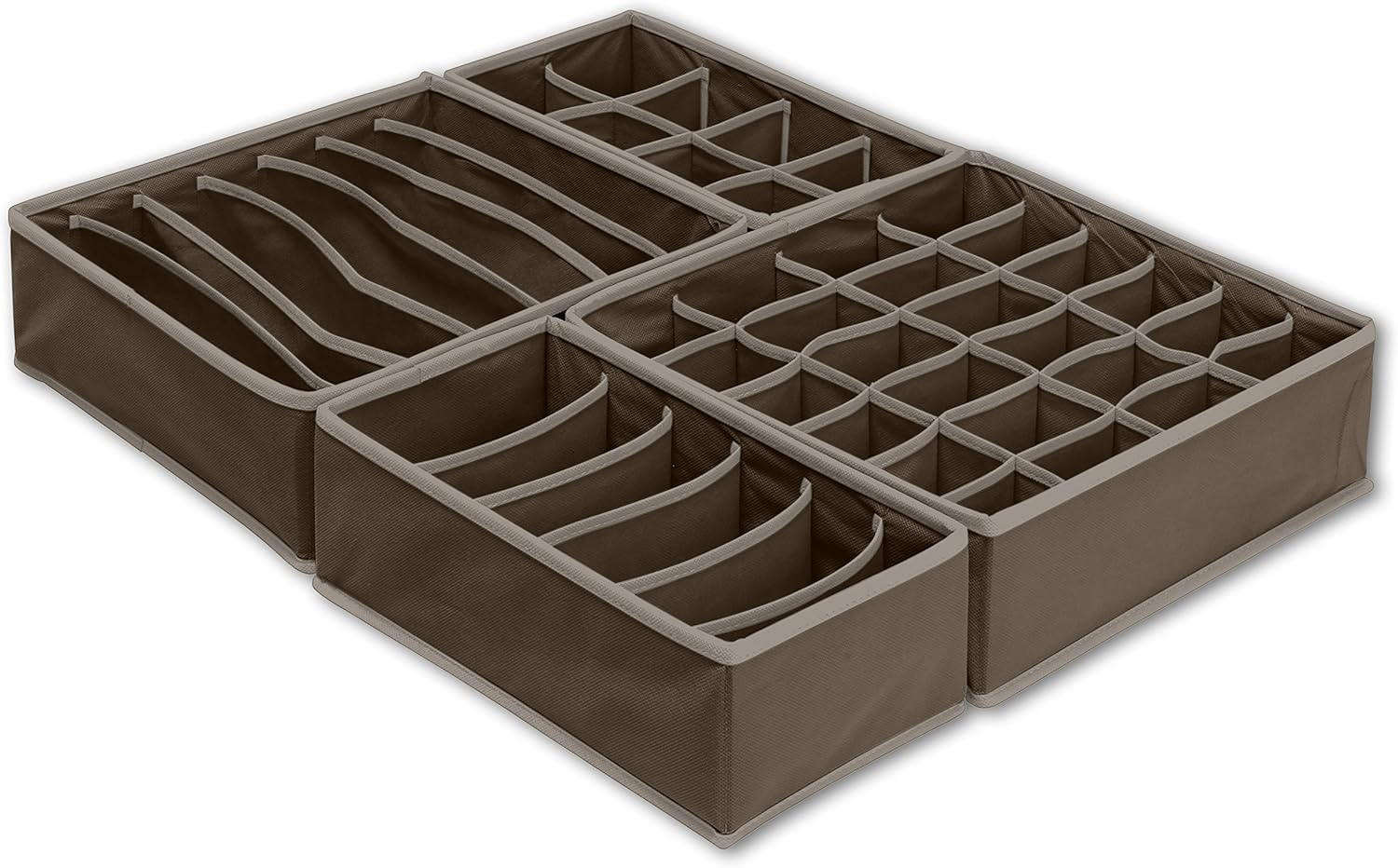 Simple Houseware Closet Underwear Organizer Drawer Divider 4 Set, Gray