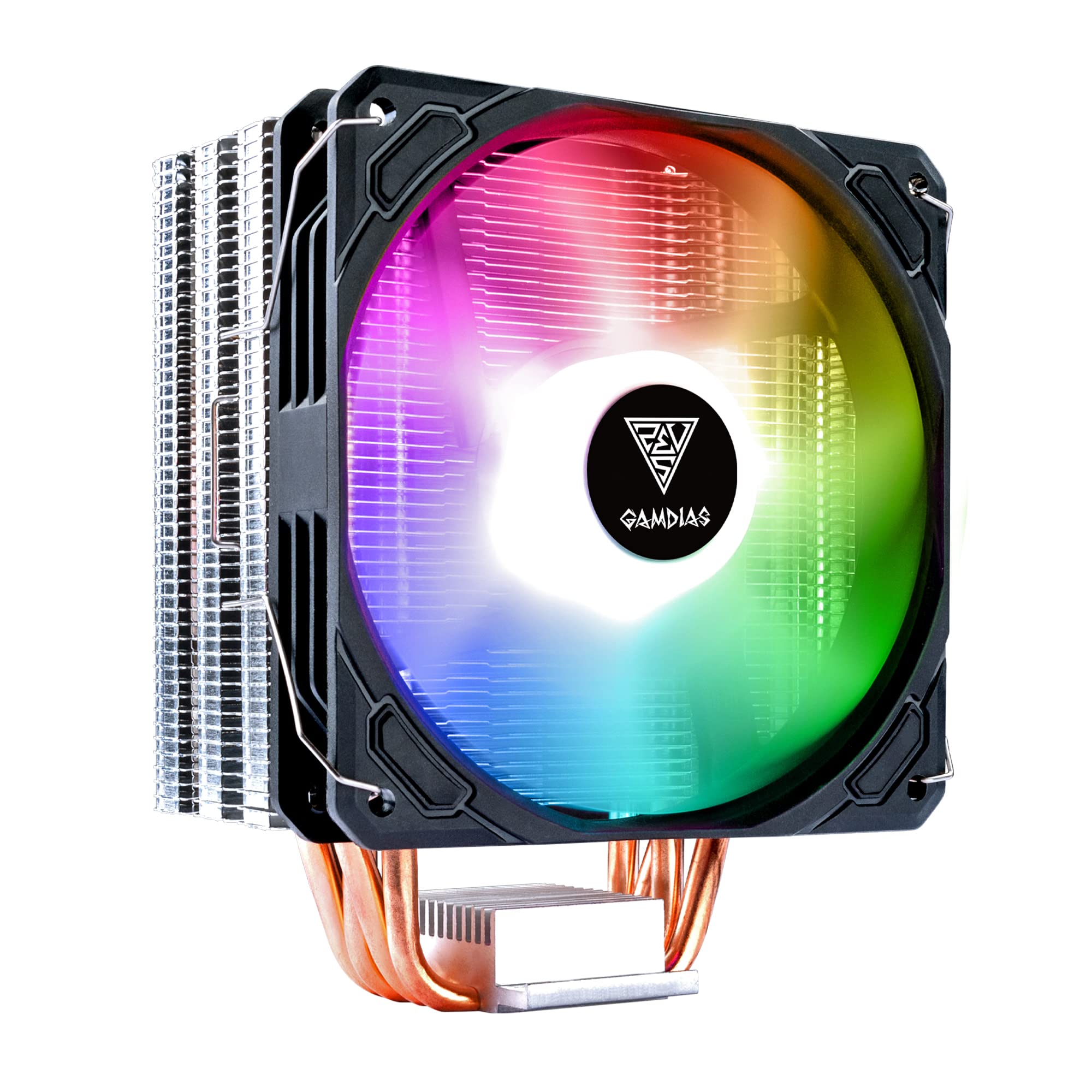 GAMDIAS BOREAS E1-410 CPU Air Cooler - High Cooling Performance - Direct Contact Technology - 4 Copper Heat Pipes - 120mm ARGB PWM Fan - Built-in Light Effect - Intel LGA1700 /AMD AM5 Brackets - Black