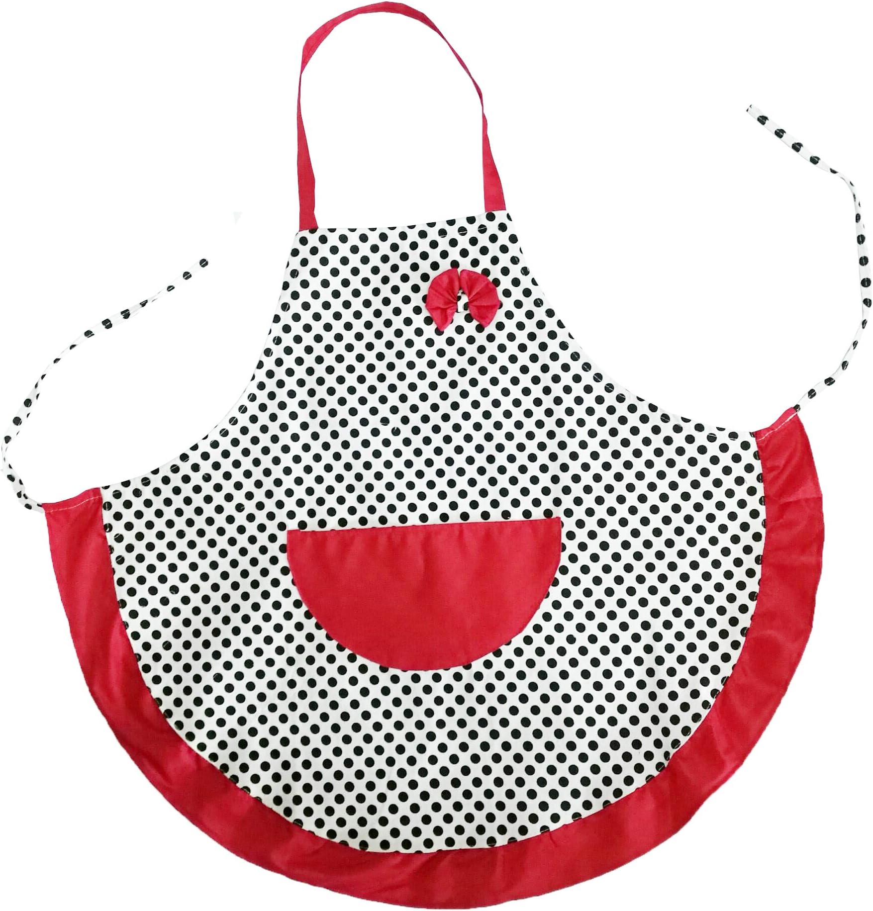 ALLICERE Lovely Dot Cotton Canvas Bow Apron Restaurant Kitche Cooking Chef Waitress Aprons for Women Girls with Pockets
