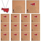 Landical 12 Sets Cheer Necklace Team Gifts for Women, Cheer Pendant Jewelry Cheerleading Necklace with Inspirational Card and OPP Bags for Cheerleading Team Gifts Stuffs Party Favors Charm