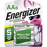 Energizer Rechargeable AA Batteries, 2,000 mAh NiMH, Pre-charged, Chargeable for 1,000 Cycles, 8 Count (Recharge Universal)