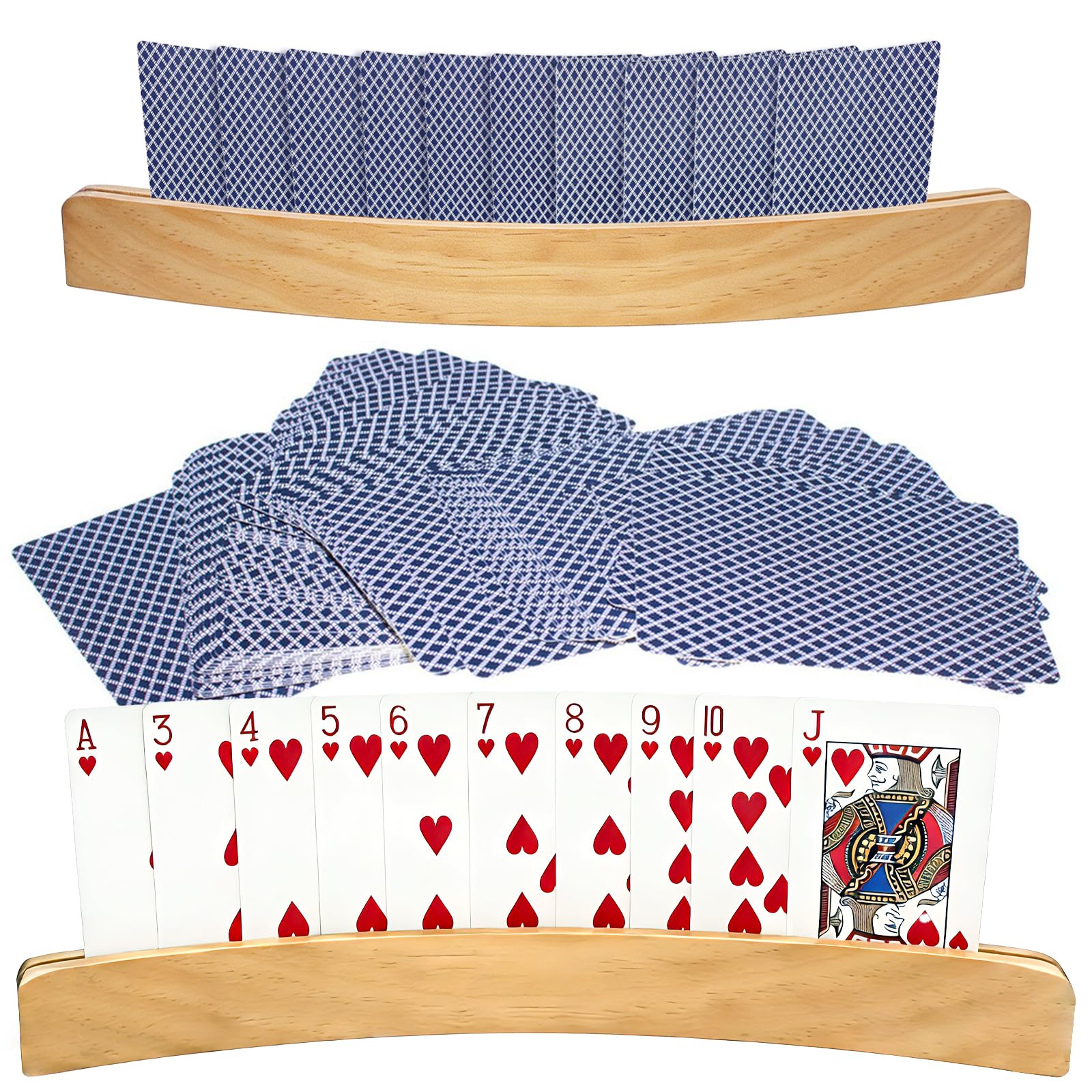 pangutheos 2 Piece Playing Card Holder Set, with a Sturdy, Curved Design, Poker Card Holder is Suitable for Seniors, Children, and Board Game Players