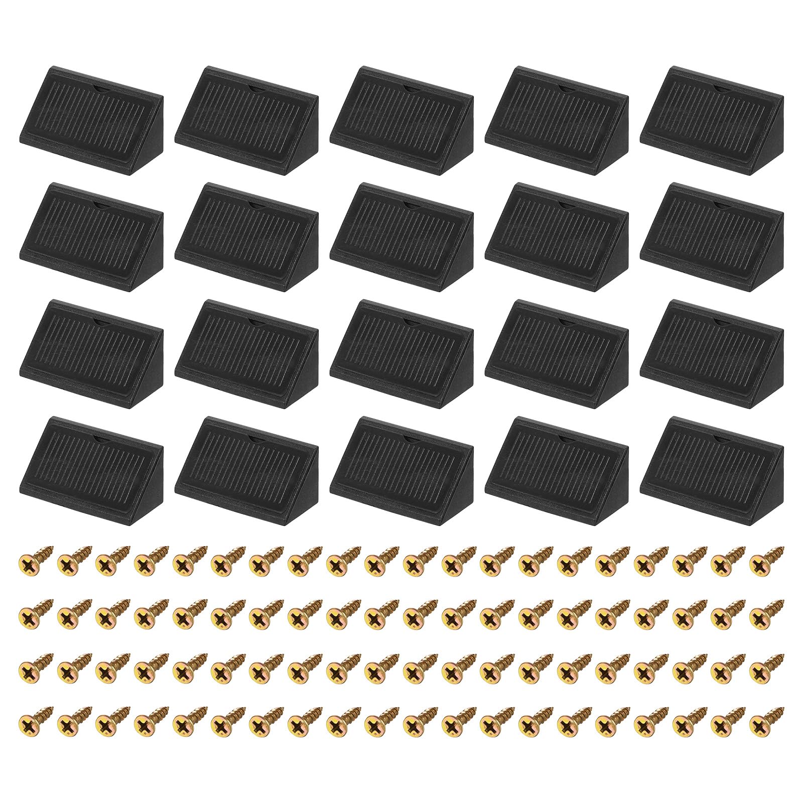 uxcell 50Pcs 90 Degree Plastic Corner Braces with Cover Cap, 41x19x19mm Nylon Shelf Right Angle Brackets with Screws for Cabinets, Cupboards (Black)